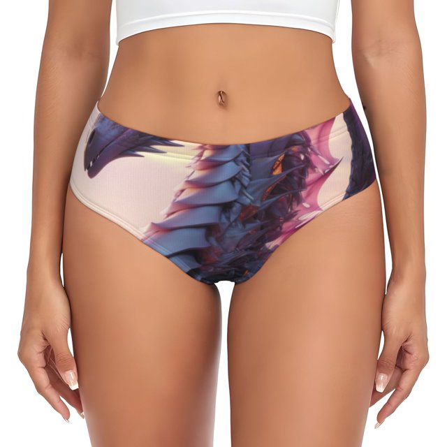 Balery Dragon Ropa Interior de Algodón para Mujer con Dibujo – Braguitas Cómodas y Elásticas, Estilo Clásico-X-Large