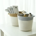 thumbnail image 7 of PiccoCasa Cotton Rope Storage Bins Baskets with Handles for Shelves, Cylindrical 1, Coffee Color, 7 of 7