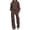 Coffee, variant on Women Solid Loungewear 2 Piece Set, Crew Neck Loose Sweatshirt & Elastic Drawstring Wide Leg Pants Relaxed Home Wear True To Size