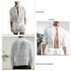 thumbnail image 5 of Conjunto de camisa de encaje para hombre, conjunto de pantalones cortos huecos informales, transpirables, de manga larga, de Color puro, Floral, blanco, 3XL, 5 of 6