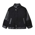 thumbnail image 3 of ShomPort Boys Biker Jackets Trendy Leather Loose Collar Zip up Outerwear Long Sleeve Coats 1-13 Years, 3 of 7