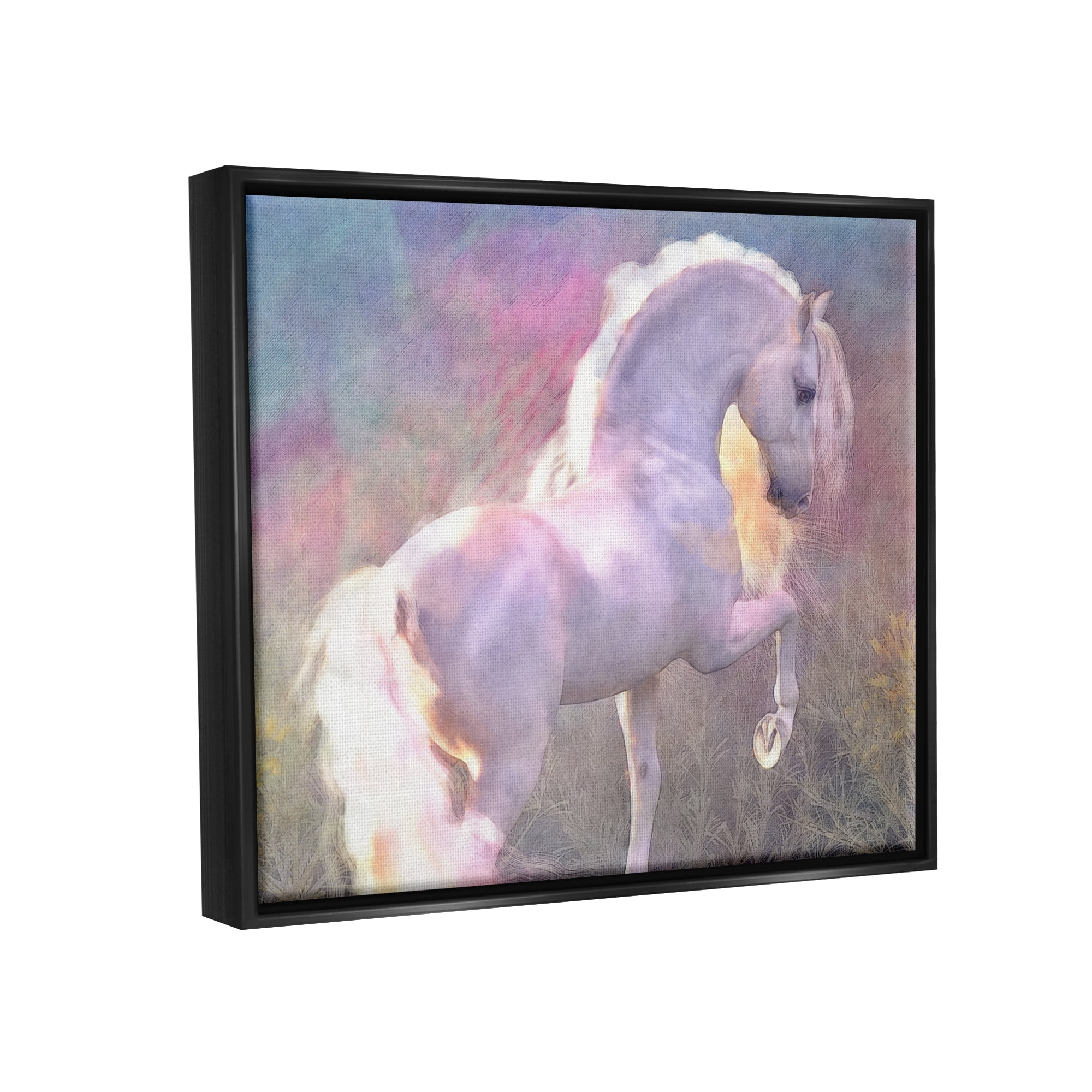Stupell Industries Evenglow Pastel Horse Animals & Insects Painting Black Floater Framed Canvas Art Print Wall Art, 21 x 17