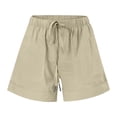 thumbnail image 5 of Posijego Plus Size Shorts for Women Cotton Linen Beach Shorts Drawstring Elastic Waist Beach Casual Shorts with Pockets, 5 of 6