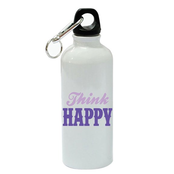 Think Happy White Aluminum Sports 20 oz Water Bottle