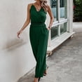 thumbnail image 4 of Stretchy Jumpsuits for Women Ruffle V Neck Spaghetti Straps One Piece Long Pants Outfits Sleeveless Summer Rompers, 4 of 7