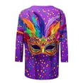 thumbnail image 4 of Mifsaly Mardi Gras Tops Women Crewneck 3/4 Sleeve Carnival Mask Print Shirts Plussize Lightweight Festival Pullover Top Funny Party Fashion T-Shirts Spring Summer Going Out Daily Streetwear XXL, 4 of 5