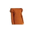 thumbnail image 2 of BAR III DRESSES Womens Brown Ruffled Cable-knit Front Long Sleeve Crew Neck Above The Knee Sweater Dress XL, 2 of 3
