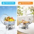 thumbnail image 4 of Bingirl Ensemble de Plats Anti-Frottement pour Buffet, Lot de 2, 5 Qt, Plats Ronds en Acier Inoxydable Anti-Frottement pour Buffet avec Porte-Couvercle et Couvercle en Verre, Serveurs et Réchauds de Buffet pour Fêtes, Mariage, Camping, Souper - Argent, 4 of 7