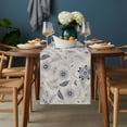 thumbnail image 2 of Blue Flower Vintage Table Runner - 120 Inch Long, Kitchen Dining Table Runner Dresser Scarves, Abstract Ethnic Floral Pastoral Farmhouse Decor for Coffee Tables Wedding Party Banquet, 2 of 8