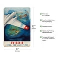 thumbnail image 2 of Flights around the Alps (Rund- und Alpenfluge) - Swissair - Vintage Airline Travel Poster by Eugene Häfelfinger c.1937 - 8 x 12 inch Vintage Wood Art Sign, 2 of 4