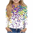 thumbnail image 2 of Blusas y camisas de manga larga con cuello redondo Camisas con estampados de manga larga Cuello redondo lindo Blusas casuales elegantes Ropa Camisas de cuello redondo Niña Top de poliéster, 2 of 5