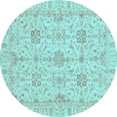 thumbnail image 1 of Ahgly Company Indoor Round Oriental Light Blue Traditional Area Rugs, 8' Round, 1 of 4