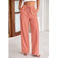 thumbnail image 3 of Pantalones de pijama PRETTYGARDEN para mujer, pierna ancha, algodón a rayas, 3 of 9
