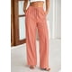 thumbnail image 3 of Pantalones de pijama PRETTYGARDEN para mujer, pierna ancha, algodón a rayas, 3 of 9