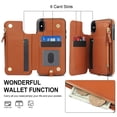 thumbnail image 4 of Wallet Case for Apple iPhone XS/ iPhone X, with Crossbody Shoulder Strap & Hand Wrist Cards Holder Zipper Pocket Stand Feature Full Protective Shockpoof Phone Case for iPhone XS/X, Brown, 4 of 7