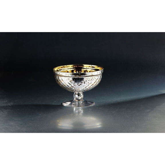 CC Home Furnishings 8" Silver Diamond Pattern Goblet Design Glass Vase