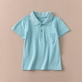 thumbnail image 4 of Maqroz Boys Short Sleeve Shirts Collared Tops Kids Casual Tees Front Button Placket Chest Pocket Athletic Golf Tennis Clothing Everyday Playwear Size 1-15 Years, 4 of 7