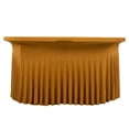 thumbnail image 3 of Efavormart Gold Wavy Spandex Fitted Round 1-Piece Tablecloth Table Skirt, Stretchy Table Cover with Ruffles - 6ft, 3 of 6