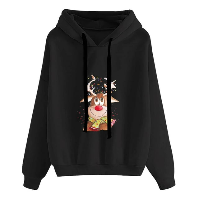 Sudadera de Cuello Redondo de Navidad Para Mujer Sudaderas Con Capucha Moda Casual Impreso Blusa de Manga Larga Bolsillo Pullover Tops Odeerbi ODB195557