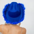thumbnail image 5 of Cowboy Hat with Feathers Decoration for Women Cowgirl Hat Furry Trim Wide Brim Hat Funny Party Club, 5 of 6