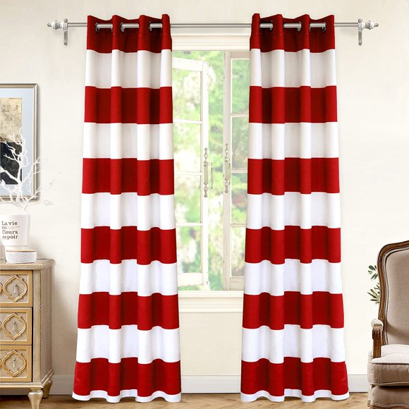 Cortinas DriftAway con panel térmico a rayas rojas y blancas de 132 x 213 cm
