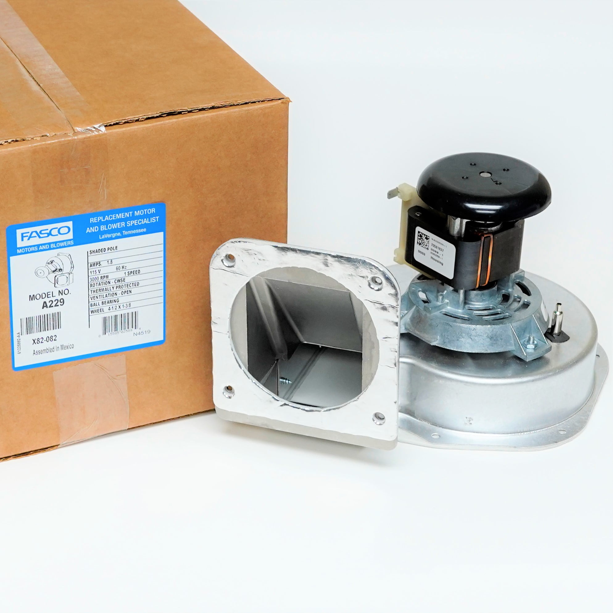 FASCO 70580267 Draft Inducer Blower Motor Assembly 02432085000