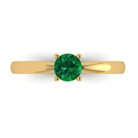Solitaire Engagement Ring for Women - 0.5ct Simulated Emerald in 18K Yellow Gold Promise Ring