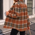 thumbnail image 4 of Stralyhd Shirts for Women Button Down Plaid Dressy Cusual Long Sleeve Fall Lightweight Loose Fit Shirt Top Orange XXL, 4 of 4