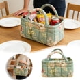 thumbnail image 2 of Floral Quilted Storage Basket with Handles Decorative Fabric Organizer for Home Office Bedroom Books Magazines 8.7x4.7x4.7 Inch, 2 of 5