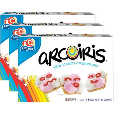 Signature Cookie Gift Box - (3 Pack) Gamesa Arcoiris Marshmallow Cookies, 6 Packs Per Box, 15.5 oz Box