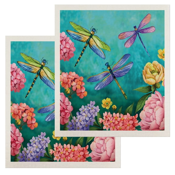 Briarwood Lane Dragonfly Garden Swedish Dishcloth (2-pack)