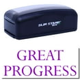 thumbnail image 1 of Large Pre-Inked Great Progress Stamp, Slim 1854, Ultra Slim Design, Impression Size 1-13/16" by 2-1/2", Up to 25,000 Impressions - Purple Ink, 1 of 10