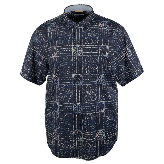 Tommy Bahama Short Sleeve Shirt Floral Sandollar Batik Island Navy Blue NWT $125