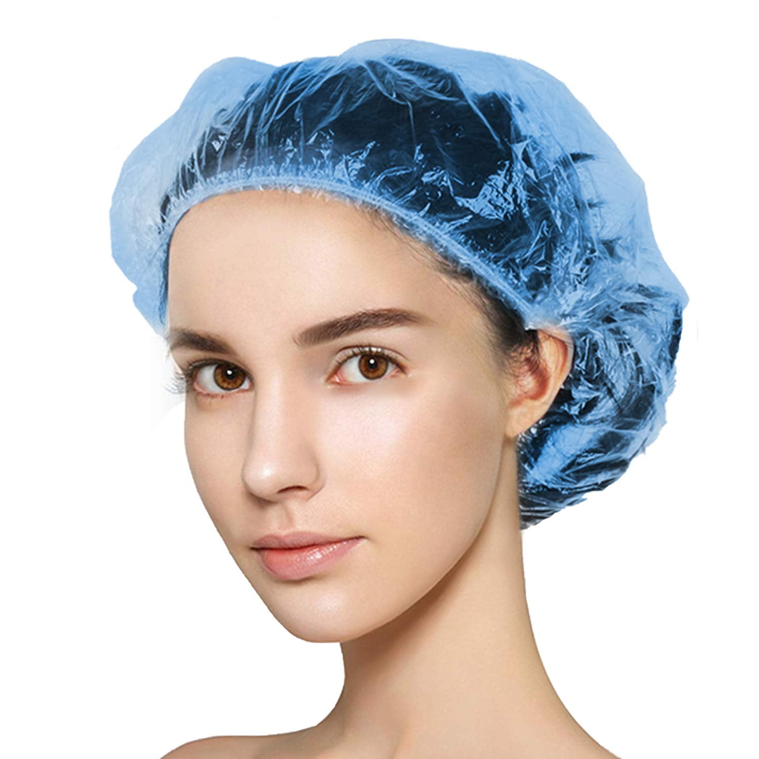 Feiona Hair Net Bouffant Cap Spun-Bonded Polypropylene Non-Woven Head Cover  Hat Elastic Latex Free for Spray Salon Facilities Food Service Home Baking  Visitors(50 Pieces,Blue) 
