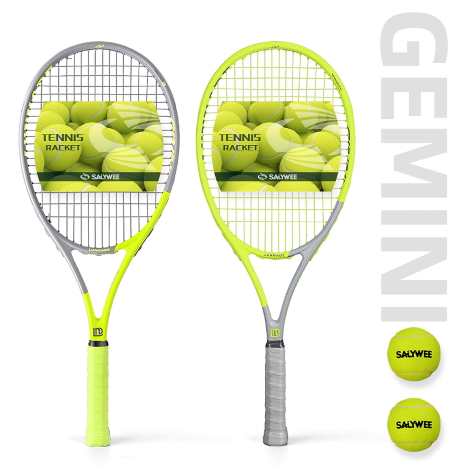 Gemini Pro-Grade Carbon Fiber & Aluminum Tennis Racket - Free bag, 6 Colors (High-Visibility Fluorescent Options), Lightweight Durable Performance for Adults Players, Arm-Friendly Shock Absorption