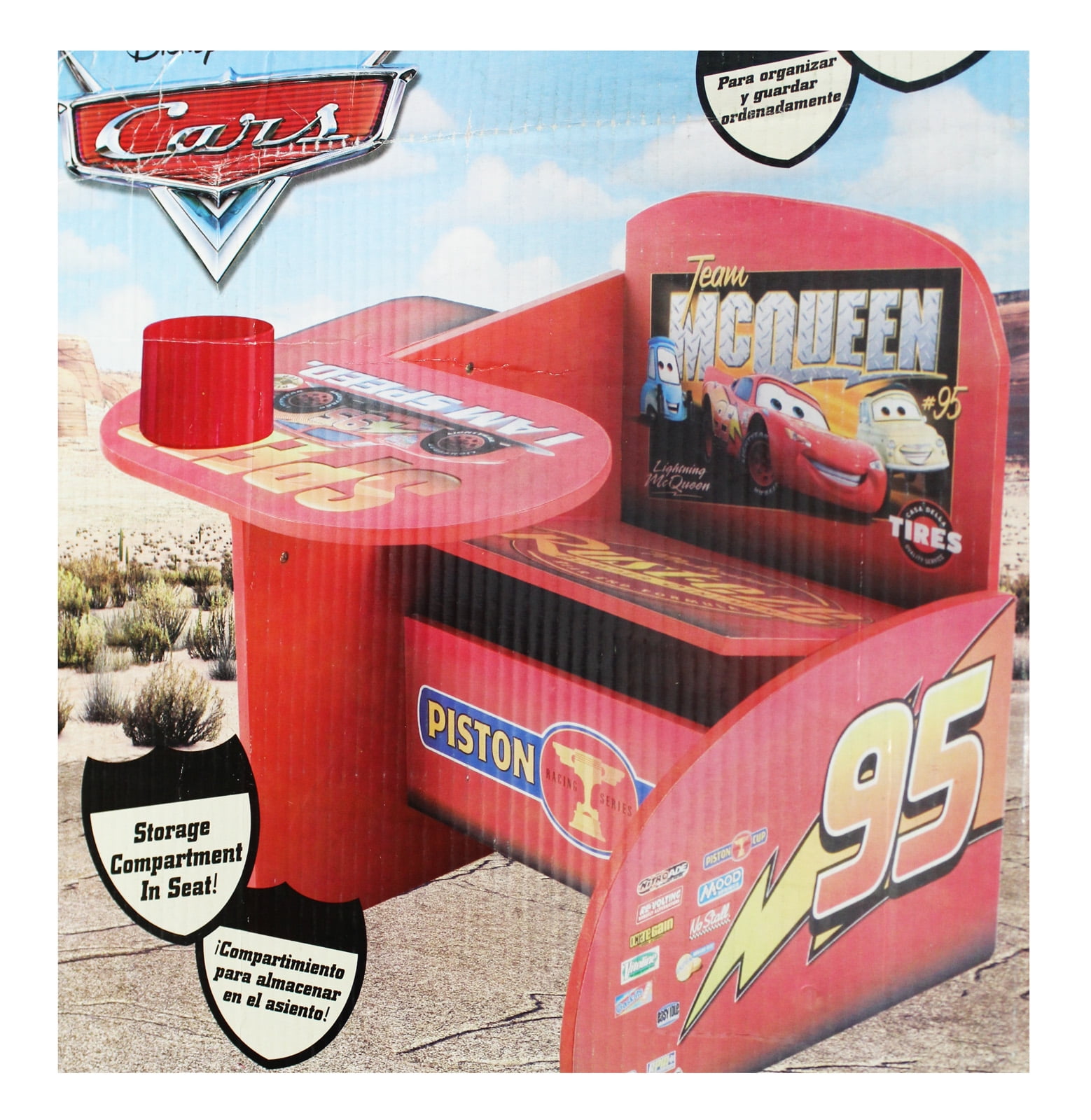 Disney Pixar's Cars Lightning Mcqueen Work Desk With Storage
