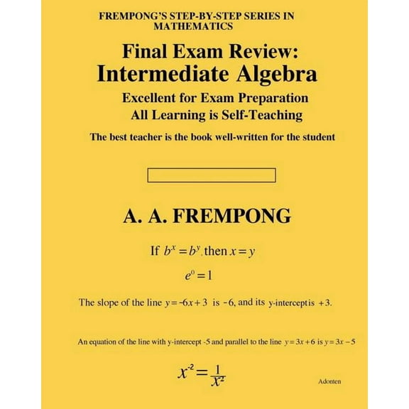 Final Exam Review: Intermediate Algebra, (Paperback)