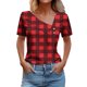 thumbnail image 2 of Fiudx Ofertas Del Día Camisa de Manga Corta para Mujer con Camiseta Informal con Botones Estampados a Cuadros, 2 of 4