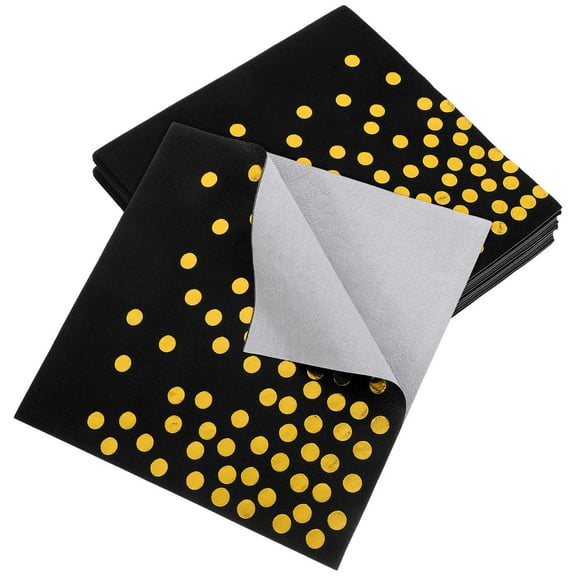 BESTYASH 20 Sheets Bag Disposable Beverage Napkins Black with Gold Foil Dots for Baby Shower and Holiday Celebrations