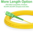 thumbnail image 3 of Flyprofiber- Os2 Sc/Apc A Sc/Apc Cable De Fibra Óptica 1M/3Ft Cable De Conexión De Fibra Monomodo Opción De Longitud Simplex: 0,5 M-50M 9/125Um Os1/Os2 Compatible Amarillo Lszh Od-2.0Mm 1M(3Ft), 3 of 5