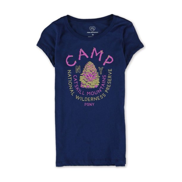 Camiseta gráfica Aeropostale Girls Camp NY azul XL (14)