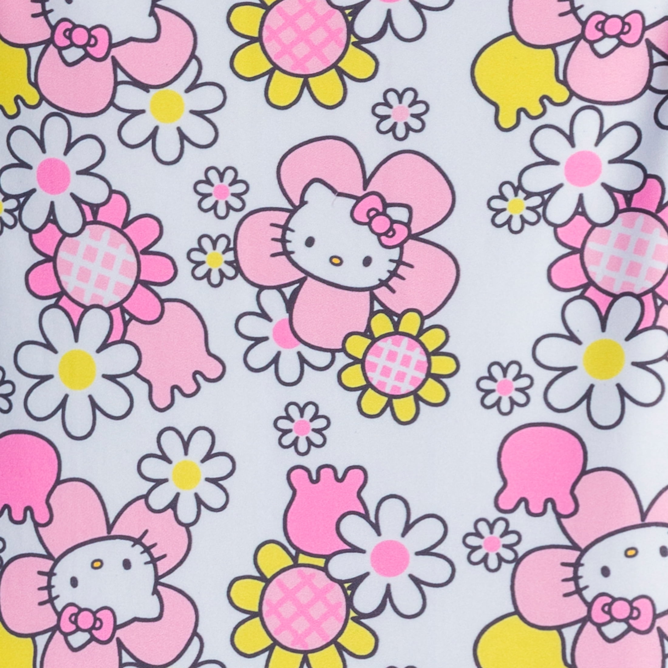 Hello Kitty Sanrio Girls Long Sleeve Rash Guard & Bikini Bottom UPF 50+, 2 Piece Swimsuit Set (Size 4-10)