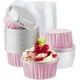 thumbnail image 1 of POWKOL Moldes desechables para ramequines, color rosa, 50 unidades, mini moldes de aluminio para hornear con tapas, para crème brûlée, para cupcakes, para postres, tartas de queso, moldes para flan,, 1 of 6