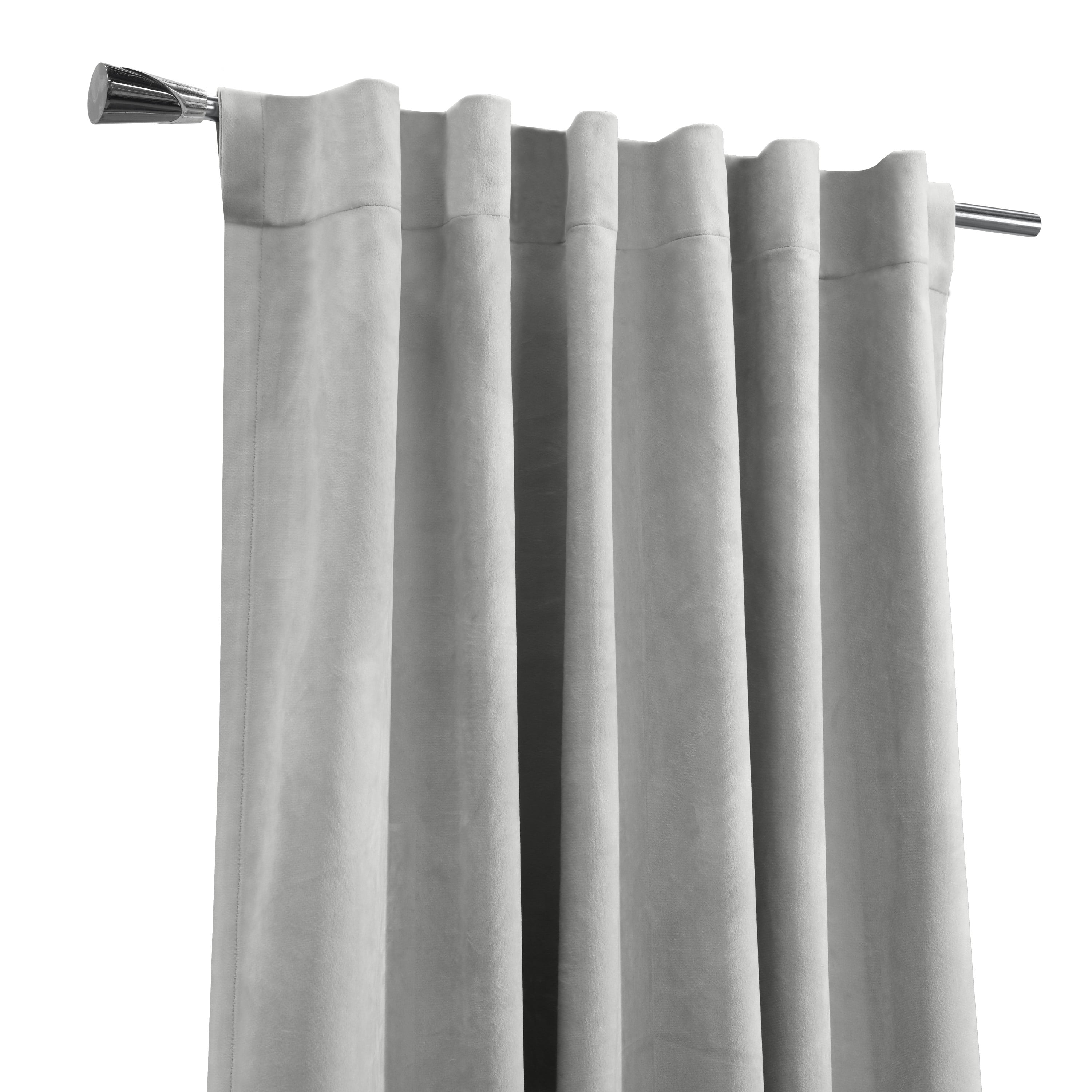 Savannah Room Darkening Velvet Dual Header Curtain Panel 50" x 95" in Silver