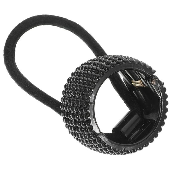 STOBOK Fashion Black Ponytail Cuff Band with Durable Elastic and Spring Hinge for Stylish Hair