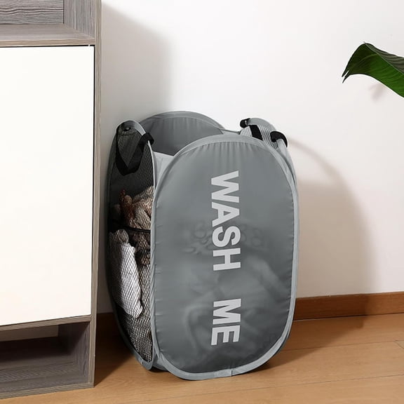 Collapsible Mesh Pop Up Laundry Hamper,Foldable Clothes Storage Hamper With Reinforced Carry Handles For Clothing, Towels, Dorm, Apartment (gray)