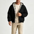 thumbnail image 4 of LYSMORA Men's Reversible Full Zip Hooded Jacket, Plaid Lined Loose Long Sleeve Casual Zip Up Sweatshirt Outerwear, 4 of 5