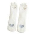 thumbnail image 1 of Visland 1 Pair Women Thermal Floor Socks Cute Pattern Elastic Thicken Coral Fleece Mid Socks Girls Indoor Floor Stockings for Home, 1 of 4