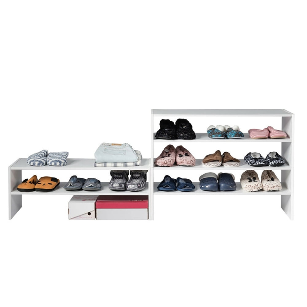 Barara King Shoe Rack, Shoe Organizer, Storage Shoe Shelf, 3 Pieces 31-Inch Stackable Multi-Shape Shoe Rack-White