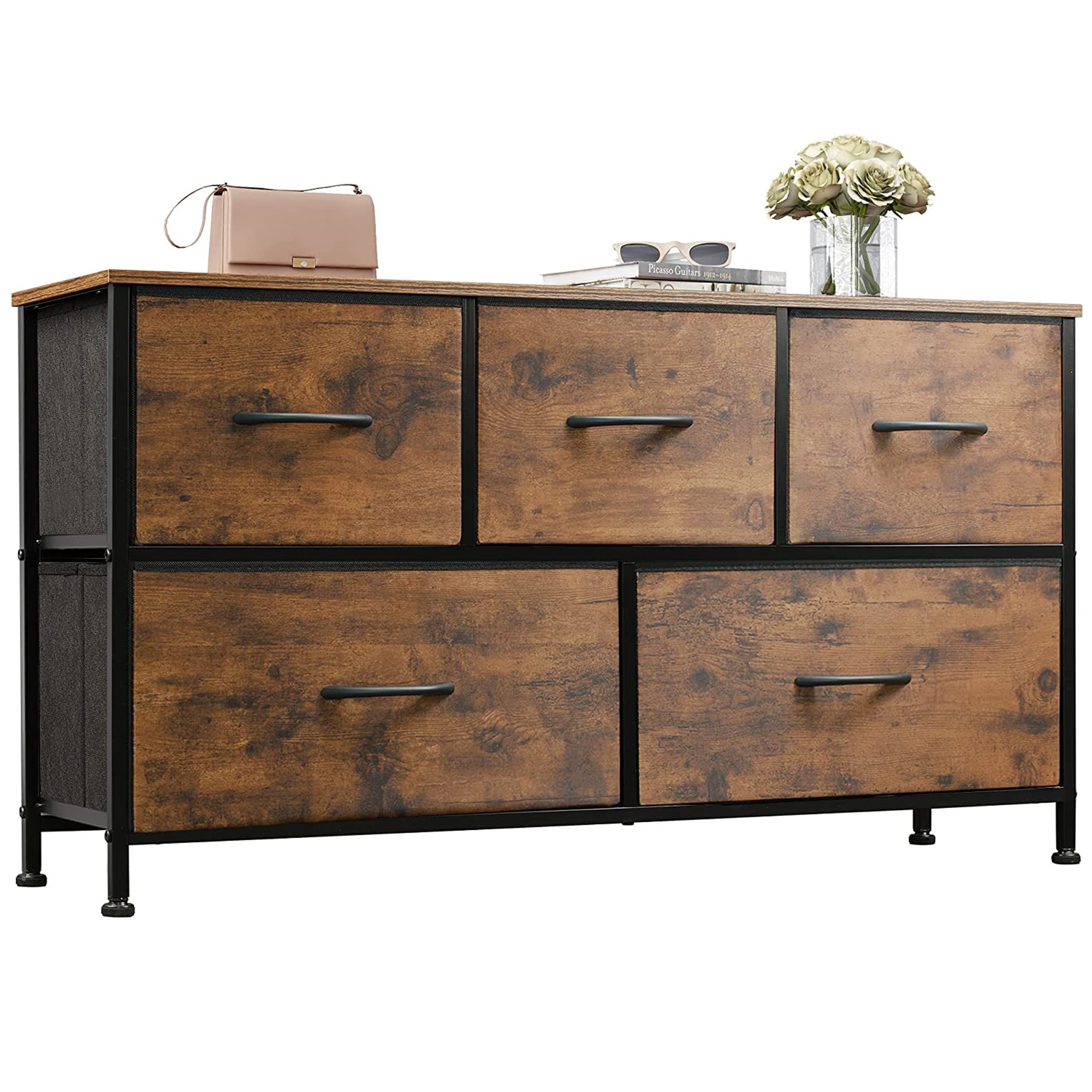 Dresser Storage Bin for Bedroom with 5 Drawers, Tiger Stripes Organizer